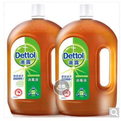 滴露Dettol 消毒液 1.8L*2 家居衣物除菌液 与洗衣液、柔顺剂配合使用