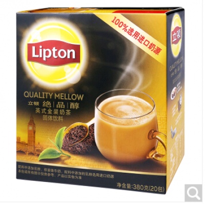 立顿Lipton 奶茶 绝品醇英式金装奶茶20条380g 速溶固体饮料办公室休闲下午茶